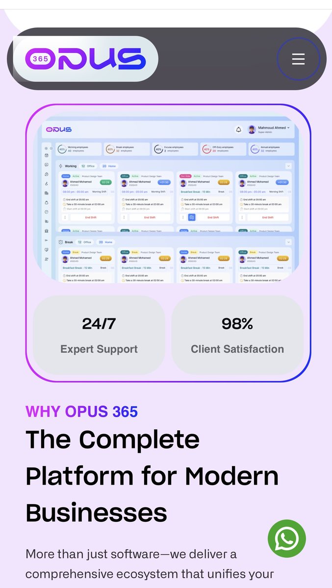 Opus platform page for modern businesses